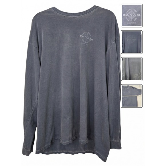 Pan Am Hawaii Long Sleeve Shirt XXL Sun Faded Grey Thrashed Malibu Shirt Co